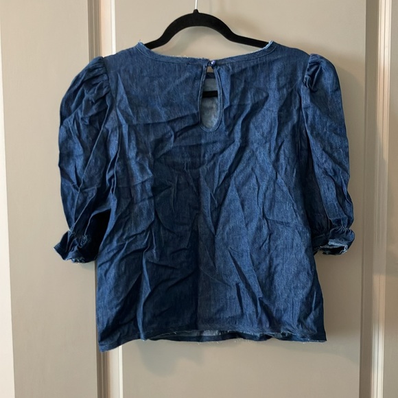 NWT Emerson Fry Pearl Blouse Indigo Hemp Organic Denim Shirt Sz S - Picture 6 of 8